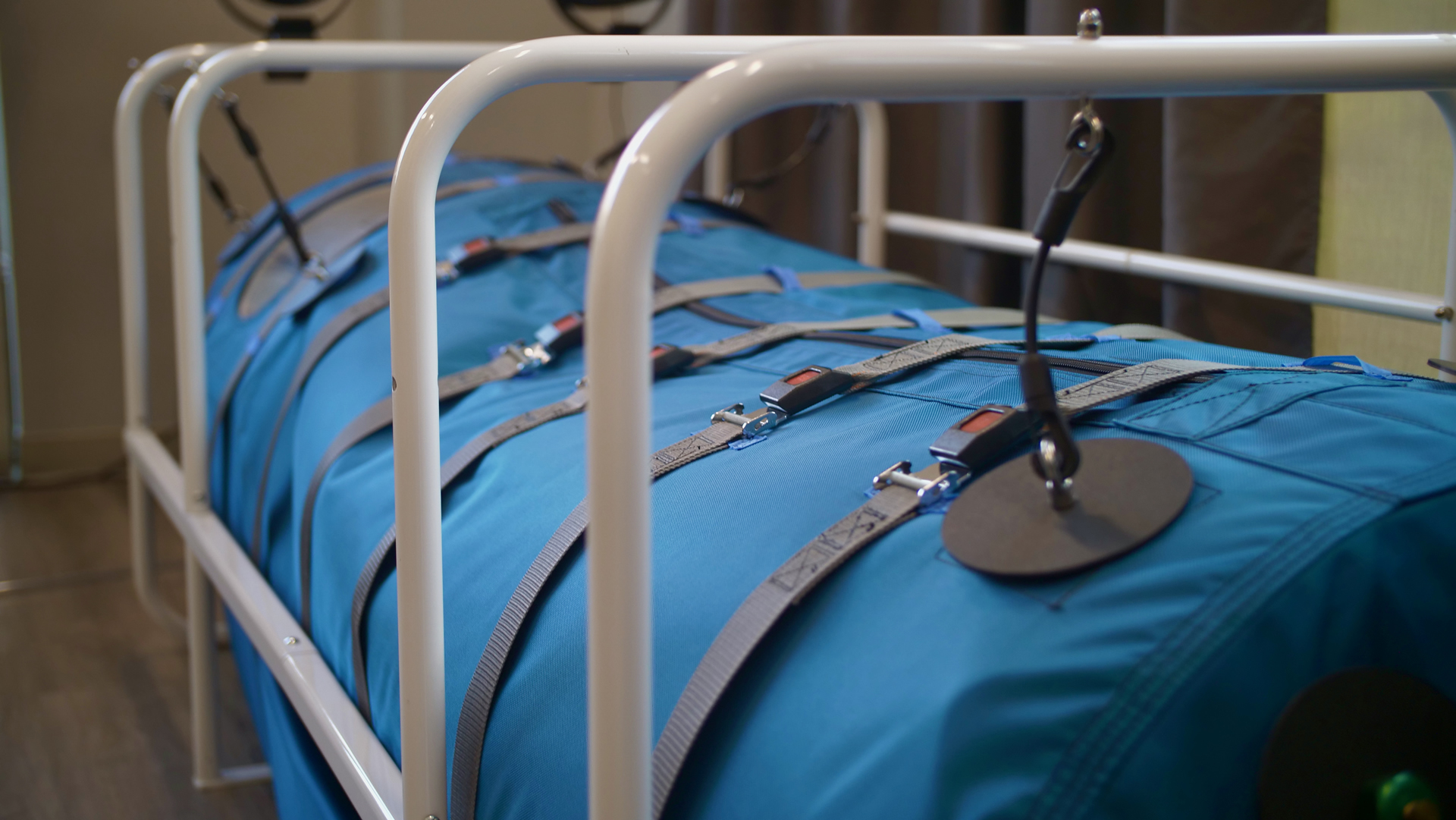 Hyperbaric oxygen therapy chamber in a treatment room at the Biologix Center for Optimum Health